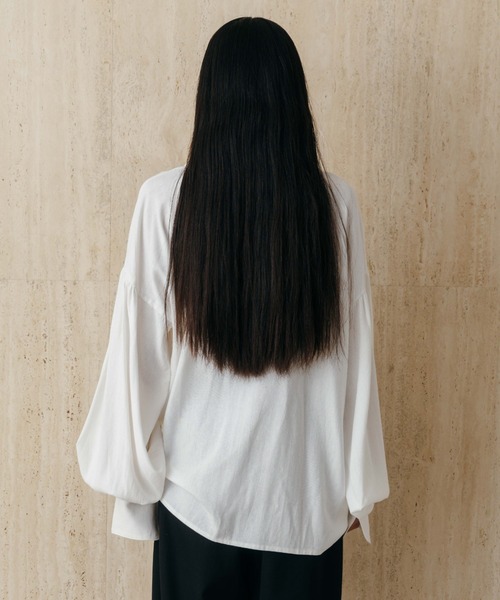 CREDONA(クレドナ)の「LACE UP BLOUSE/レースアップブラウス(シャツ/ブラウス・レディース・ネイビー/オフホワイト・FREE)」の8枚目の写真