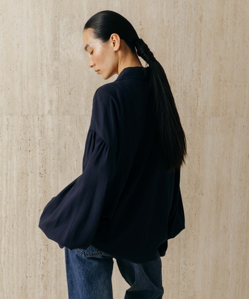 CREDONA(クレドナ)の「LACE UP BLOUSE/レースアップブラウス(シャツ/ブラウス・レディース・ネイビー/オフホワイト・FREE)」の17枚目の写真