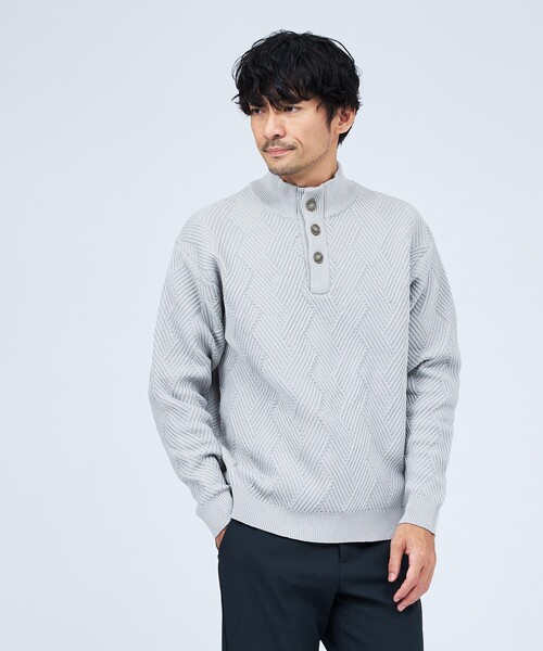 ABAHOUSE GRAY(アバハウスグレイ)の「【ジオメトリック柄】スタンド プルオーバー ニット(ニット/セーター・メンズ・グレー/オレンジ系その他/グレイッシュブルー・46/48)」の13枚目の写真