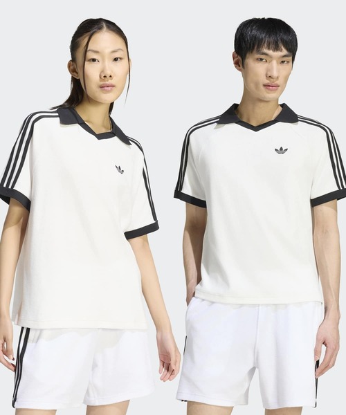 adidas(アディダス)の「テリー ポロシャツ / アディダスオリジナルス adidas Originals(ポロシャツ・メンズ・ホワイト・MEDIUM/SMALL/X-LARGE/X-SMALL/XX-SMALL/XX-LARGE/3XL/LARGE)」の1枚目の写真