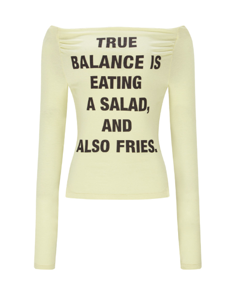 PLEASENOFOLLOW(プリーズノーフォロー)の「Kacy Lettering Long Off-Shoulder Top (Lemon)(Tシャツ/カットソー・レディース・その他・FREE)」の3枚目の写真