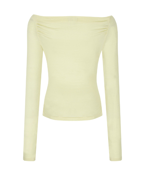 PLEASENOFOLLOW(プリーズノーフォロー)の「Kacy Lettering Long Off-Shoulder Top (Lemon)(Tシャツ/カットソー・レディース・その他・FREE)」の4枚目の写真