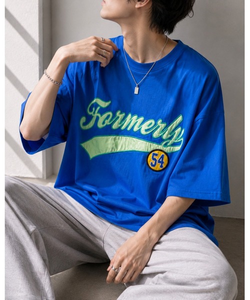Bling Leads(ブリングリーズ)の「【Bls】 【ZM】【Bling Leads】オーバーサイズ ワッペン刺繍TEE(Tシャツ/カットソー・メンズ・ブルー系その他2/スミクロ/ダークグリーン/ホワイト系その他/ホワイト/ブルー系その他・LARGE/MEDIUM)」の6枚目の写真