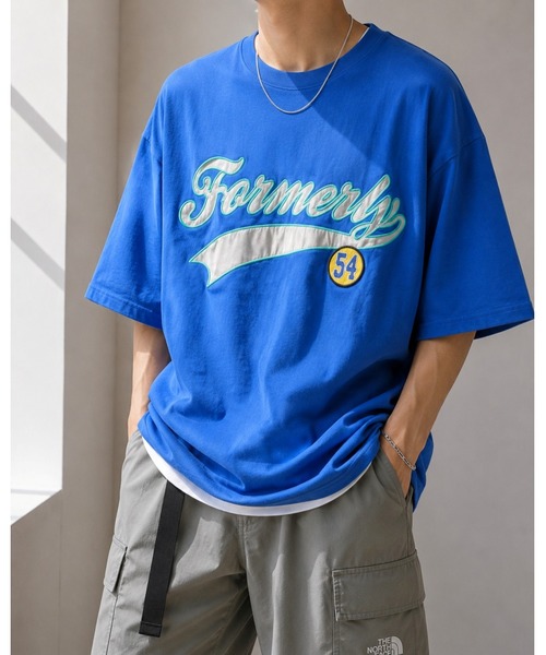 Bling Leads(ブリングリーズ)の「【Bls】 【ZM】【Bling Leads】オーバーサイズ ワッペン刺繍TEE(Tシャツ/カットソー・メンズ・ブルー系その他2/スミクロ/ダークグリーン/ホワイト系その他/ホワイト/ブルー系その他・LARGE/MEDIUM)」の7枚目の写真
