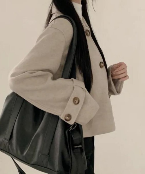 semplice(センプリチェ)の「ショートコート【韓国ファッション】(その他アウター・レディース・ベージュ/ブラウン・F)」の7枚目の写真