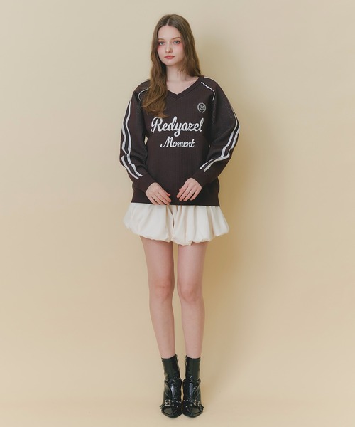 REDYAZEL(レディアゼル)の「ロゴメッシュニット×バルーンショートパンツセットアップ(セットアップ・レディース・ライトグレー/ネイビー/ブラウン・FREE)」の19枚目の写真