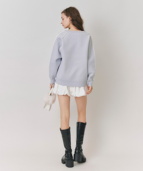 REDYAZEL(レディアゼル)の「ロゴメッシュニット×バルーンショートパンツセットアップ(セットアップ・レディース・ライトグレー/ネイビー/ブラウン・FREE)」の10枚目の写真
