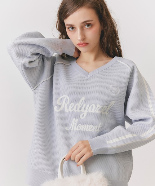 REDYAZEL(レディアゼル)の「ロゴメッシュニット×バルーンショートパンツセットアップ(セットアップ・レディース・ライトグレー/ネイビー/ブラウン・FREE)」の6枚目の写真