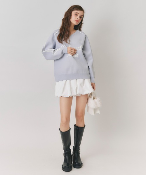 REDYAZEL(レディアゼル)の「ロゴメッシュニット×バルーンショートパンツセットアップ(セットアップ・レディース・ライトグレー/ネイビー/ブラウン・FREE)」の7枚目の写真