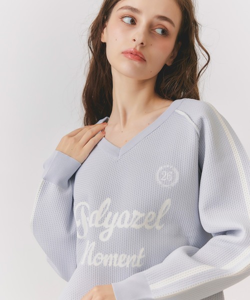 REDYAZEL(レディアゼル)の「ロゴメッシュニット×バルーンショートパンツセットアップ(セットアップ・レディース・ライトグレー/ネイビー/ブラウン・FREE)」の8枚目の写真