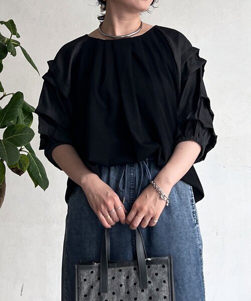 un dix cors（アンディコール）の「デニム×カットソー切り替えプルオーバー（Tシャツ/カットソー・レディース・モカ/ブラック/ネイビー・FREE）」の19枚目の写真