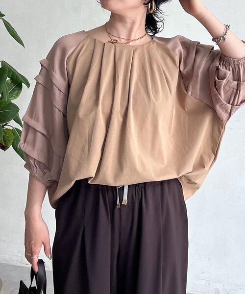un dix cors（アンディコール）の「デニム×カットソー切り替えプルオーバー（Tシャツ/カットソー・レディース・モカ/ブラック/ネイビー・FREE）」の6枚目の写真
