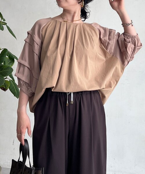 un dix cors（アンディコール）の「デニム×カットソー切り替えプルオーバー（Tシャツ/カットソー・レディース・モカ/ブラック/ネイビー・FREE）」の7枚目の写真
