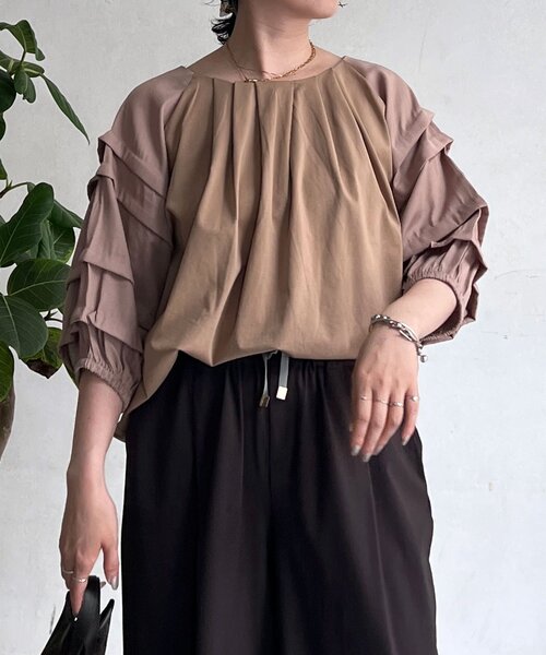 un dix cors（アンディコール）の「デニム×カットソー切り替えプルオーバー（Tシャツ/カットソー・レディース・モカ/ブラック/ネイビー・FREE）」の8枚目の写真