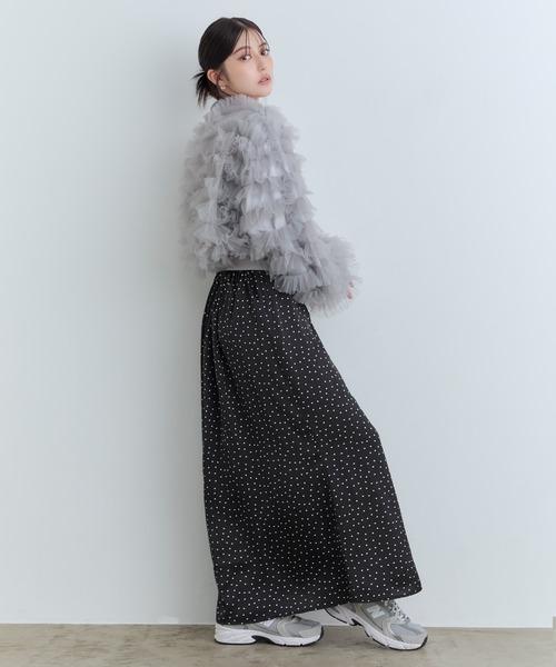 Tiny EDEN(タイニーエデン)の「【中野恵那 着用】サイドスリットサテンスカート(スカート・レディース・ドット/サックスブルー・FREE)」の4枚目の写真