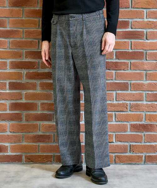 DRESSTERIOR(ドレステリア)の「ダウンファブリック グレンチェックワイドパンツ(その他パンツ・メンズ・ブルー系6・85/82/79/76)」の1枚目の写真
