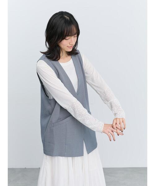 Samansa Mos2（サマンサ モスモス）の「【イージーケア、マシンウォッシャブル】ジレ（ベスト・レディース・モカ/グレー/チャコールグレー・F）」の9枚目の写真