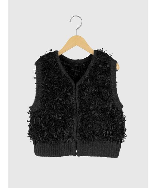 FIKA.(フィーカ)の「Mixed material knit vest(ベスト・レディース・ブラック・MEDIUM)」の1枚目の写真