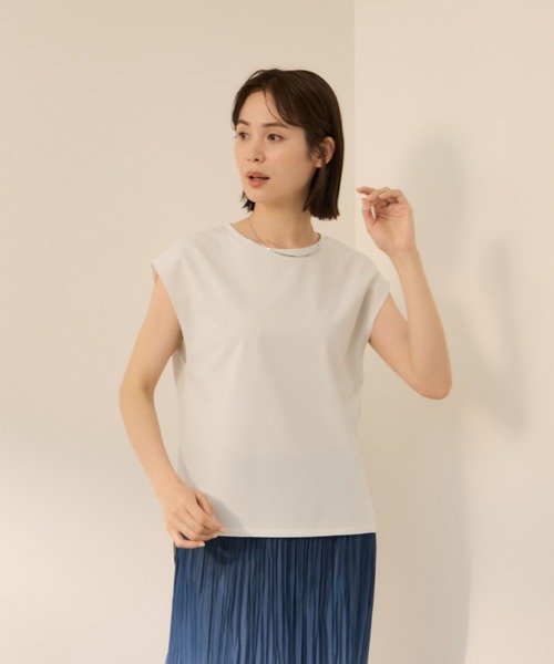 ketty(ケティ)の「【超快適機能】ノースリーブTブラウス(Tシャツ/カットソー・レディース・オフホワイト/ライトグレー・M)」の4枚目の写真
