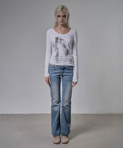 FANCY CLUB(ファンシークラブ)の「サイド コルセット ロングスリーブ (WHITE) F26ZB523(Tシャツ/カットソー・レディース・その他・FREE)」の2枚目の写真