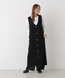 ファースリーブトップス×パールワンピース アンサンブルセット