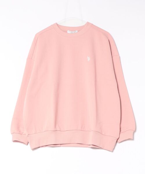 U.S. POLO ASSN.（ユーエスポロアッスン）の「【U.S. POLO ASSN./ユーエスポロアッスン】【程よくゆとりを持たせたベーシックなシルエット】ワンポイントロゴ ダンボールスウェット ダンボールニット 軽量 ハリ感 美シルエット（スウェット・レディース・ピンク/ネイビー/杢グレー/アイボリー/グリーン・MEDIUM/LARGE）」の5枚目の写真