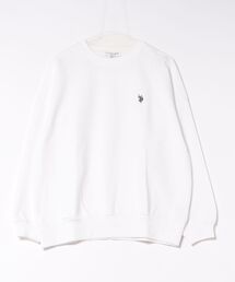 【U.S. POLO ASSN./ユーエスポロアッスン】【程よくゆとりを持たせたベーシックなシルエット】ワンポイントロゴ ダンボールスウェット ダンボールニット 軽量 ハリ感 美シルエット