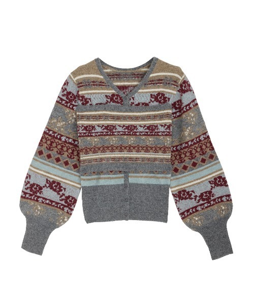Ameri(アメリ)の「UND JACQUARD FAIR ISLE BUISTIER SET KNIT(ニット/セーター・レディース・グレー・FREE)」の6枚目の写真