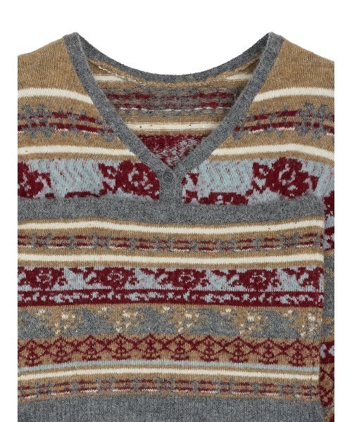 Ameri(アメリ)の「UND JACQUARD FAIR ISLE BUISTIER SET KNIT(ニット/セーター・レディース・グレー・FREE)」の7枚目の写真