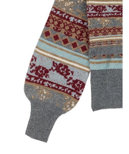Ameri(アメリ)の「UND JACQUARD FAIR ISLE BUISTIER SET KNIT(ニット/セーター・レディース・グレー・FREE)」の8枚目の写真