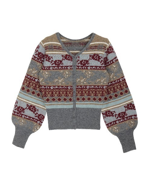 Ameri(アメリ)の「UND JACQUARD FAIR ISLE BUISTIER SET KNIT(ニット/セーター・レディース・グレー・FREE)」の4枚目の写真