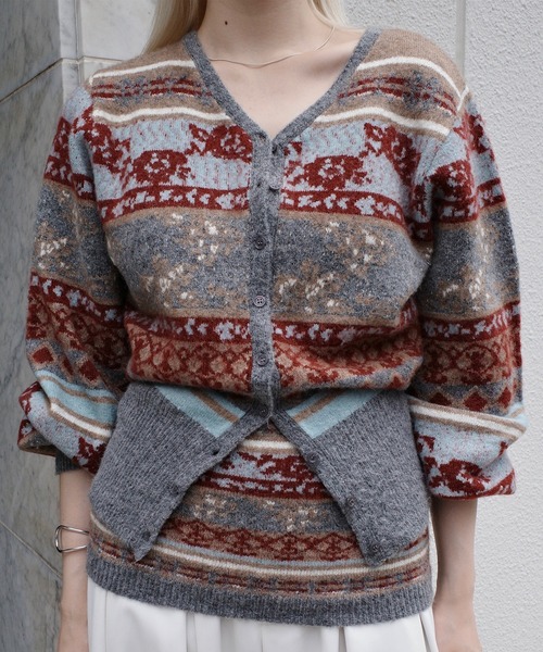 Ameri(アメリ)の「UND JACQUARD FAIR ISLE BUISTIER SET KNIT(ニット/セーター・レディース・グレー・FREE)」の21枚目の写真