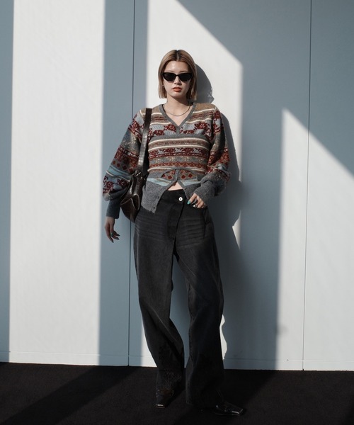Ameri(アメリ)の「UND JACQUARD FAIR ISLE BUISTIER SET KNIT(ニット/セーター・レディース・グレー・FREE)」の14枚目の写真