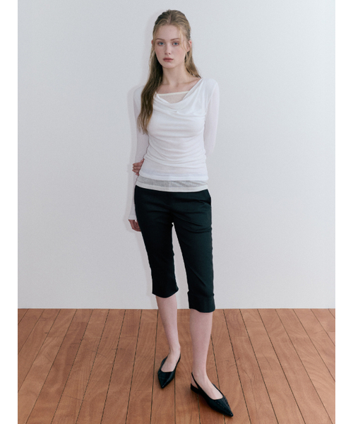 ETMON(エトモン)の「Cowl Layered Shirring T-Shirt, Ivory(Tシャツ/カットソー・レディース・その他・FREE)」の2枚目の写真
