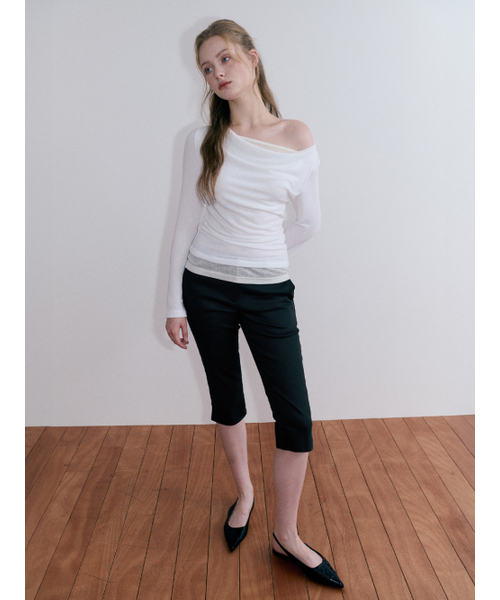 ETMON(エトモン)の「Cowl Layered Shirring T-Shirt, Ivory(Tシャツ/カットソー・レディース・その他・FREE)」の4枚目の写真