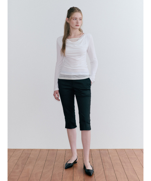 ETMON(エトモン)の「Cowl Layered Shirring T-Shirt, Ivory(Tシャツ/カットソー・レディース・その他・FREE)」の5枚目の写真