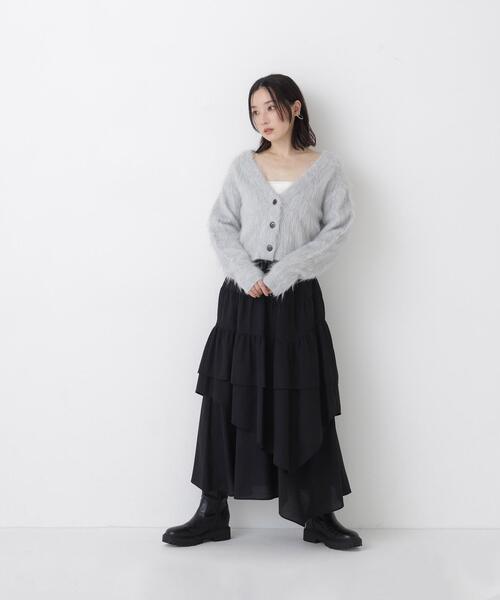 NATURAL BEAUTY BASIC(ナチュラルビューティーベーシック)の「アシンメトリーティアードスカート(スカート・レディース・ブラック/ブラウン/オフホワイト・MEDIUM/SMALL)」の13枚目の写真