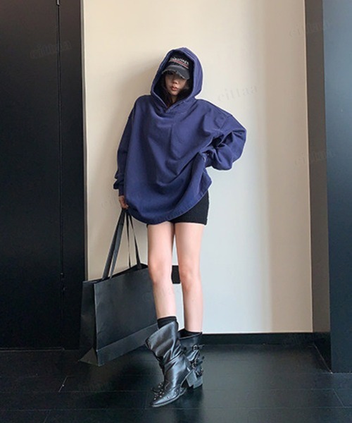 Dalfwin(ダールフィン)の「RICECAKEウオッシュ加工アップリケ刺繍フーディー(パーカー・レディース・ブルー/ブラック・FREE)」の16枚目の写真