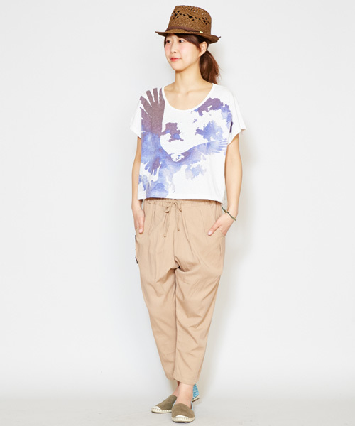 チャイハネ（チャイハネ）の「【チャイハネ】動物シルエット ショート丈Ｔシャツ（Tシャツ/カットソー・レディース・グレー/ナチュラル/ホワイト/ホワイト系その他・FREE）」の5枚目の写真