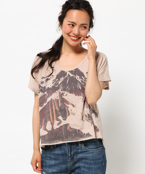 チャイハネ（チャイハネ）の「【チャイハネ】動物シルエット ショート丈Ｔシャツ（Tシャツ/カットソー・レディース・グレー/ナチュラル/ホワイト/ホワイト系その他・FREE）」の4枚目の写真