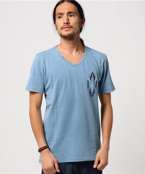 VENCEEXCHANGE（ヴァンスエクスチェンジ）の「インディゴプリント半袖T          （Tシャツ/カットソー・メンズ・ネイビー/グレー/ブルー・SMALL/LARGE/MEDIUM）」の11枚目の写真