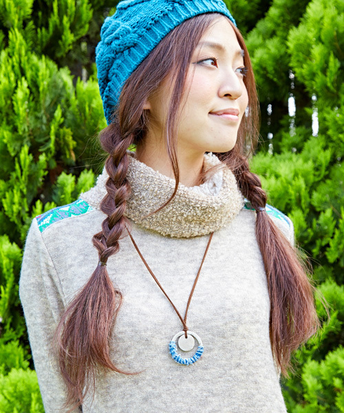 チャイハネ（チャイハネ）の「【チャイハネ】デニムリング ロングネックレス（ネックレス・レディース・ブラック/インディゴブルー/ブルー・FREE）」の4枚目の写真