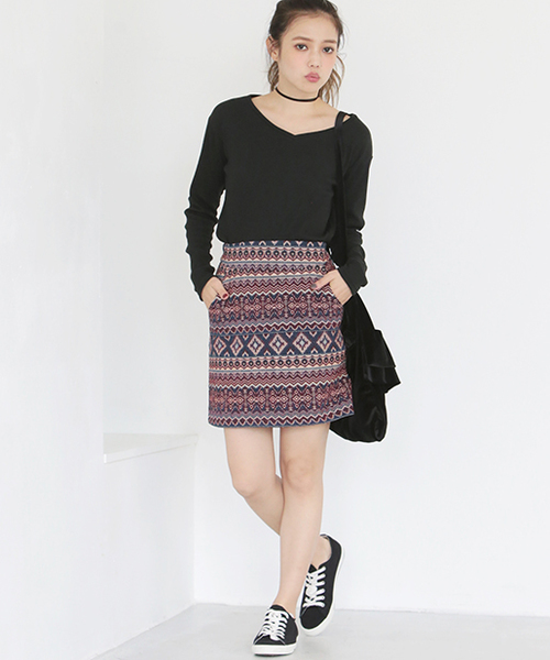 one after another NICE CLAUP（ワンアフターアナザーナイスクラップ）の「ゴブラン柄スカート（スカート・レディース・ベージュ/ブラック/ネイビー・FREE）」の13枚目の写真