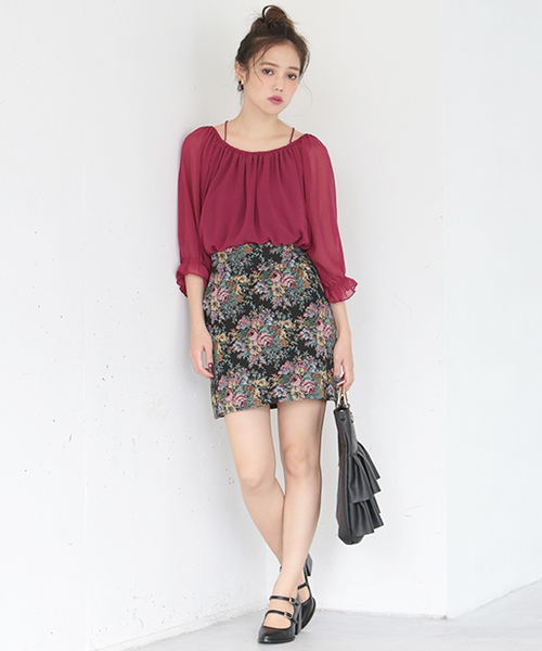 one after another NICE CLAUP（ワンアフターアナザーナイスクラップ）の「ゴブラン柄スカート（スカート・レディース・ベージュ/ブラック/ネイビー・FREE）」の10枚目の写真