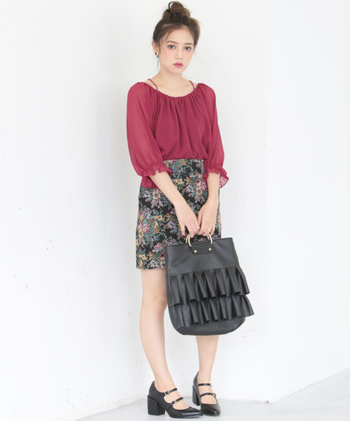 one after another NICE CLAUP（ワンアフターアナザーナイスクラップ）の「ゴブラン柄スカート（スカート・レディース・ベージュ/ブラック/ネイビー・FREE）」の11枚目の写真