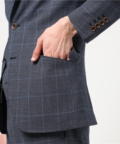 MEN'S BIGI(メンズビギ)の「ストレッチ ポケットチーフジャケット/セットアップジャケット ビジネス&卒業式&入学式(テーラードジャケット・メンズ・ブルー/ネイビー/ブルー系その他/ブラウン・SS/L/S/M)」の12枚目の写真