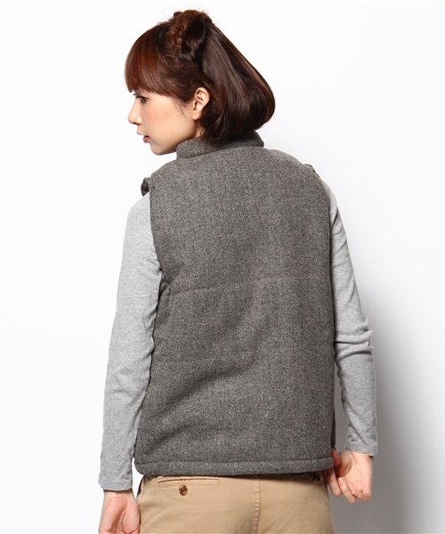 coen（コーエン）の「ウールツイード中綿ベスト（ダウンベスト・レディース・グレー・LARGE/MEDIUM）」の3枚目の写真