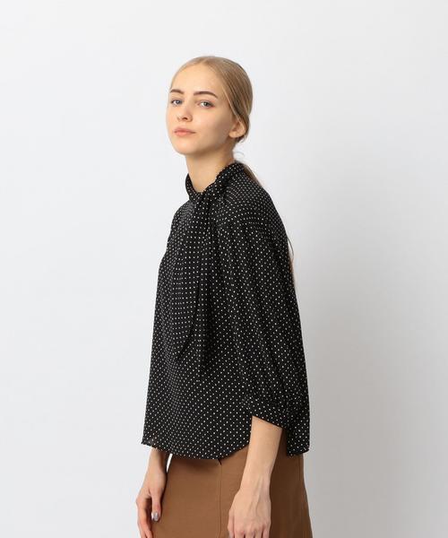 Steven Alan（スティーブンアラン）の「＜Steven Alan＞DOT GEORGETTE SCARF-COLLAR TUNIC/ﾌﾞﾗｳｽ（シャツ/ブラウス・レディース・ブラック・SMALL/MEDIUM）」の2枚目の写真