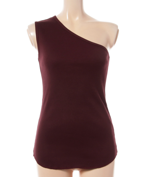 Khaju（カージュ）の「Khaju:ワンショルダーリブカット（タンクトップ・レディース・ブラック/オフホワイト/ワイン・ONE SIZE）」の8枚目の写真