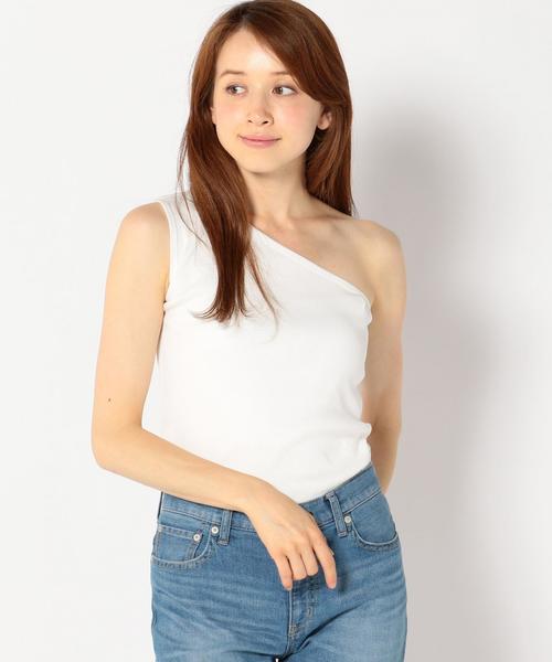 Khaju（カージュ）の「Khaju:ワンショルダーリブカット（タンクトップ・レディース・ブラック/オフホワイト/ワイン・ONE SIZE）」の12枚目の写真